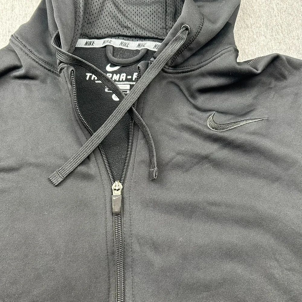 Nike Therma Fit Training Hoodie Mens Medium Full Zip Sweatshirt Black Gym